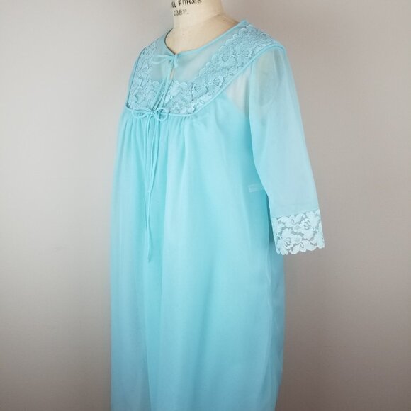 Vintage 1950's Beautiful Blue Peignoir Set Size Small Henson Kickernick - Picture 4 of 16